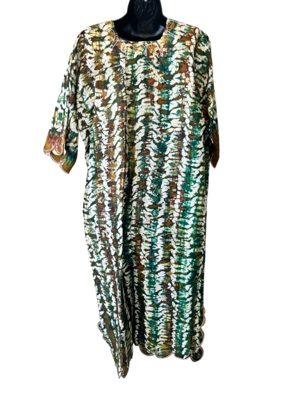 Vintage African Cotton Kaftan Tie Dye Dress View 6